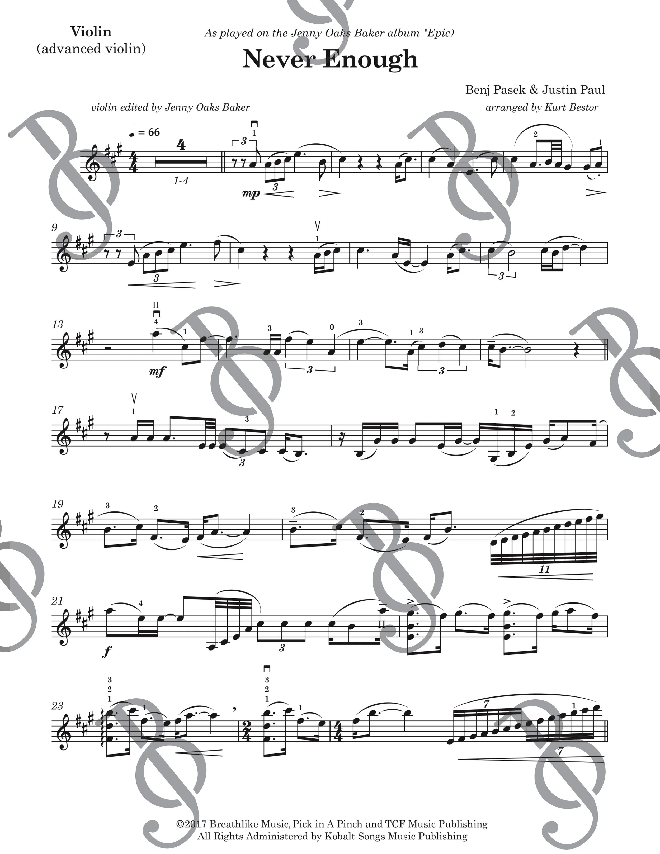 Never+Enough+(Advanced+Violin)
